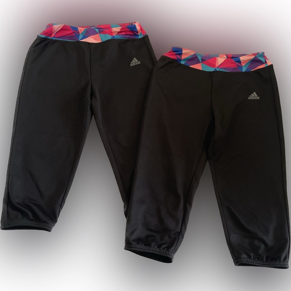 (2) pairs of Girls Youth M Adidas softball pants